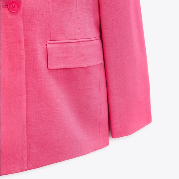 Zara FITTED BLAZER WITH POCKETS in PINK - Picture 11 of 16